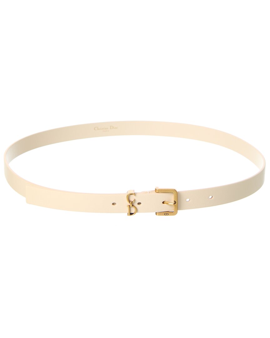 Dior Saddle Loop Leather Belt In Neutral