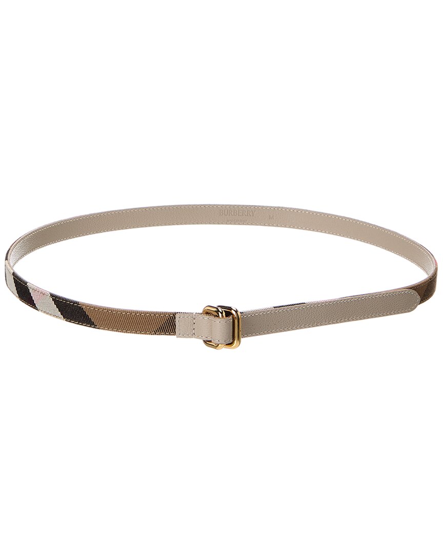 Burberry Reversible Canvas & Leather Belt In Gray