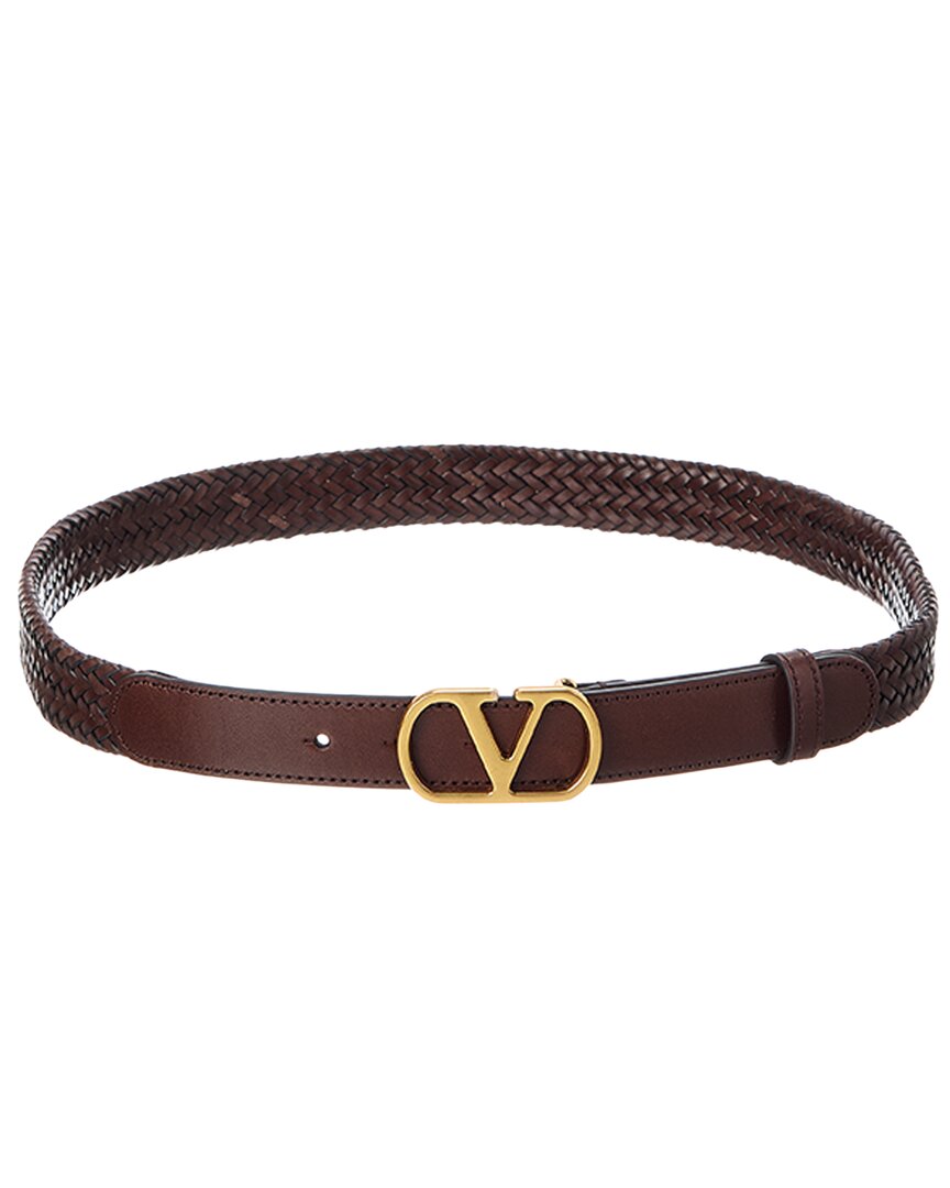 Valentino Vlogo Signature Braided Leather Belt In Brown