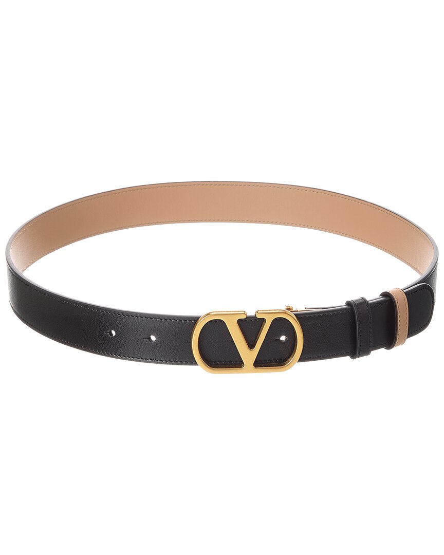 Valentino Vlogo Signature Reversible Leather Belt In Black