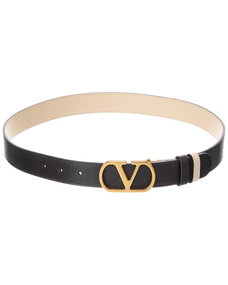 Valentino Vlogo Signature Reversible Leather Belt In Black