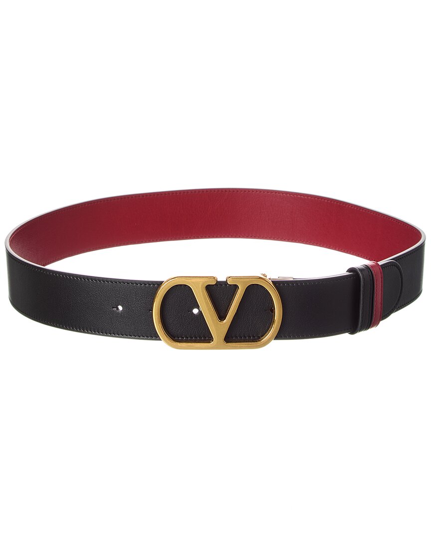 Valentino Vlogo Signature Reversible Leather Belt In Black