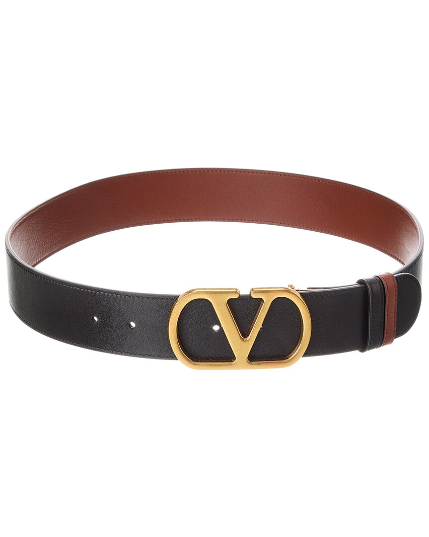 Valentino Vlogo Signature Reversible Leather Belt In Black
