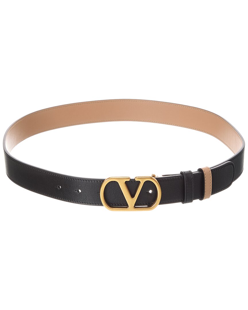 Valentino Vlogo Signature Reversible Leather Belt In Black