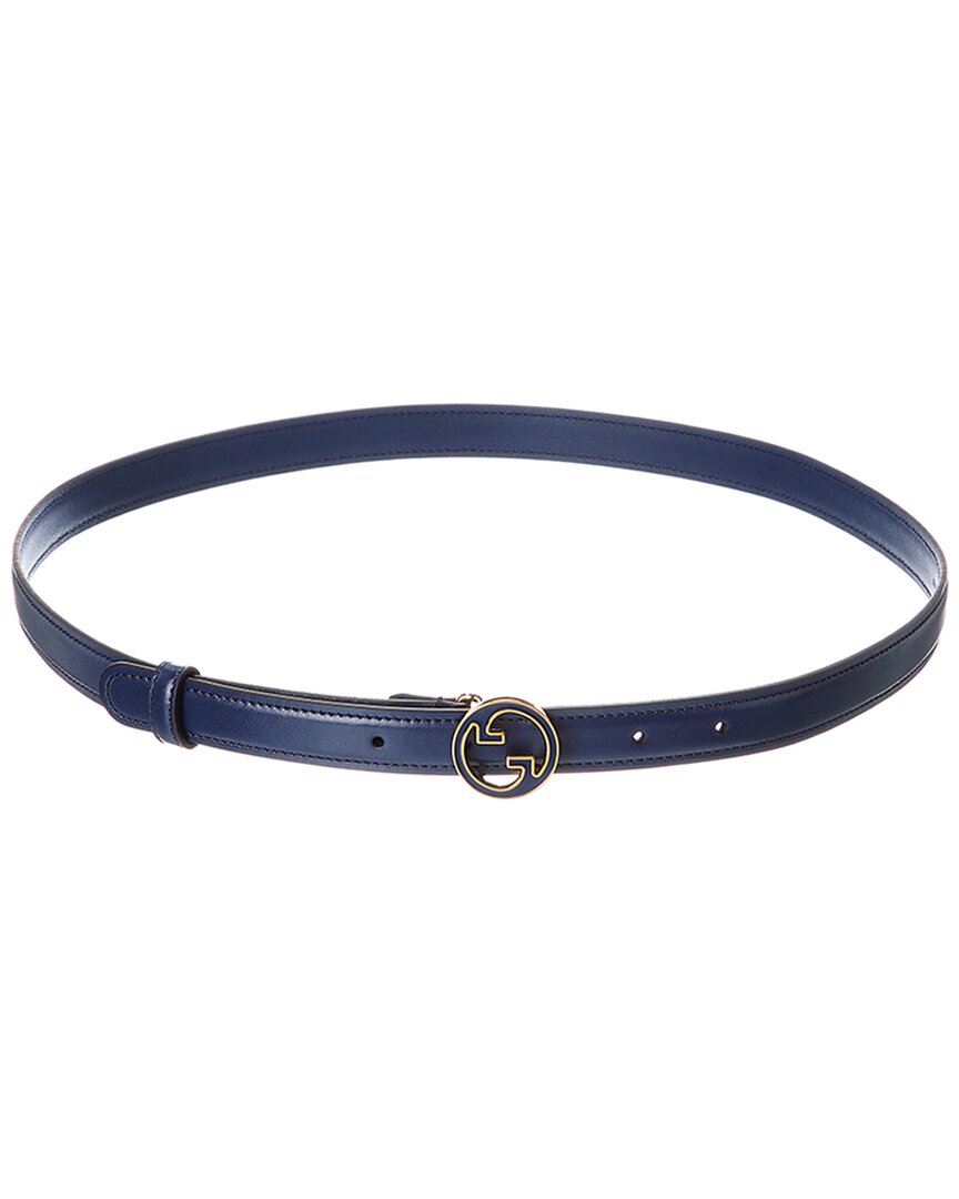 Gucci Blondie Thin Leather Belt In Blue