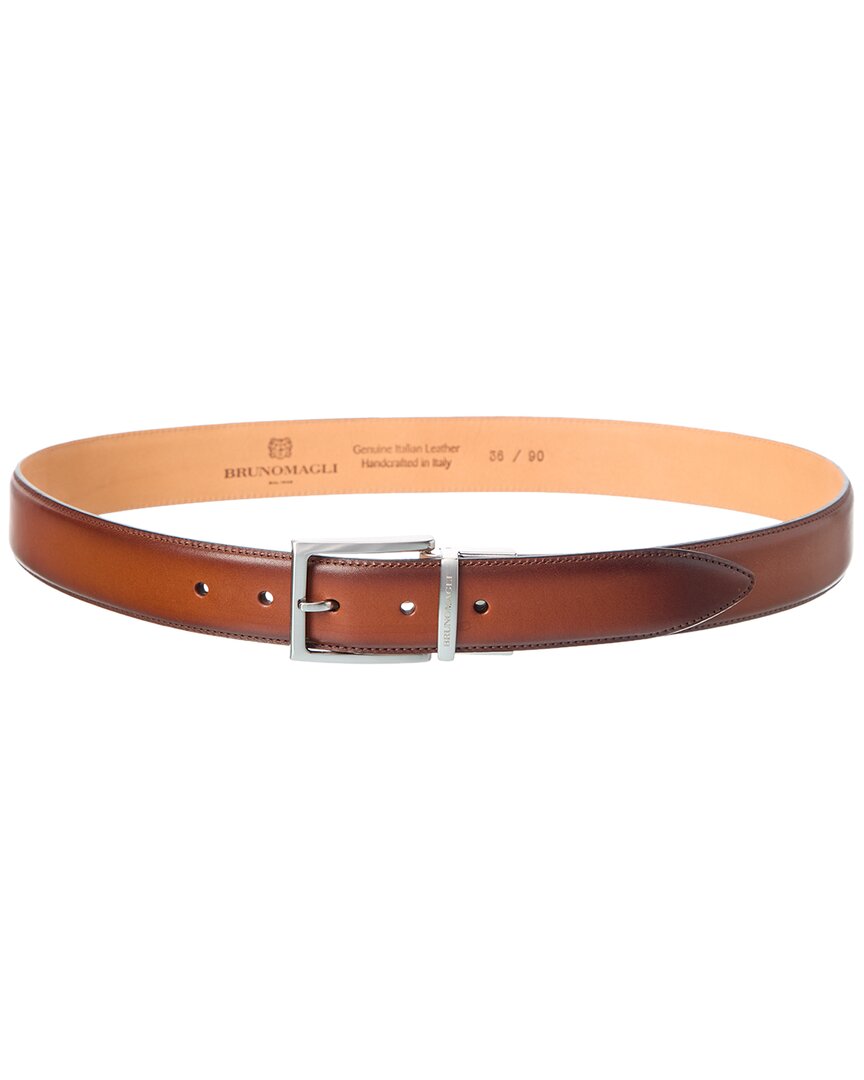 Bruno Magli Emilio Leather Belt In Brown