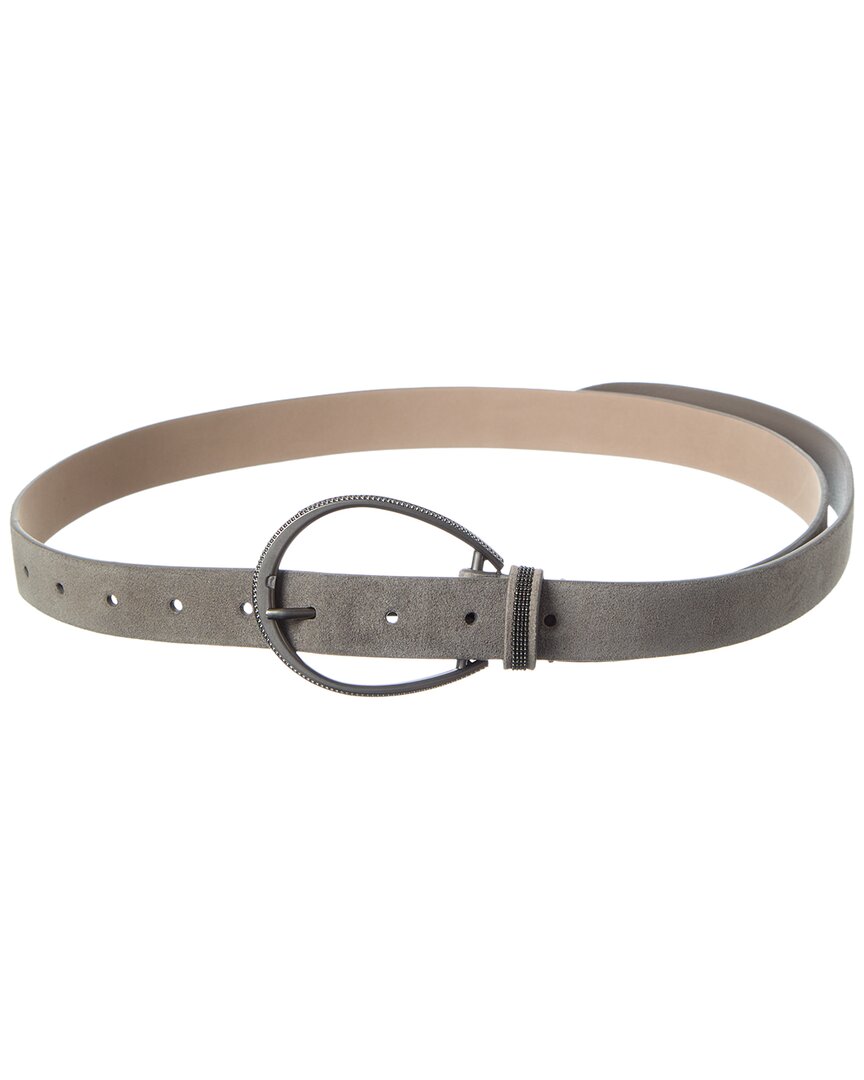 Brunello Cucinelli Suede Belt In Gray