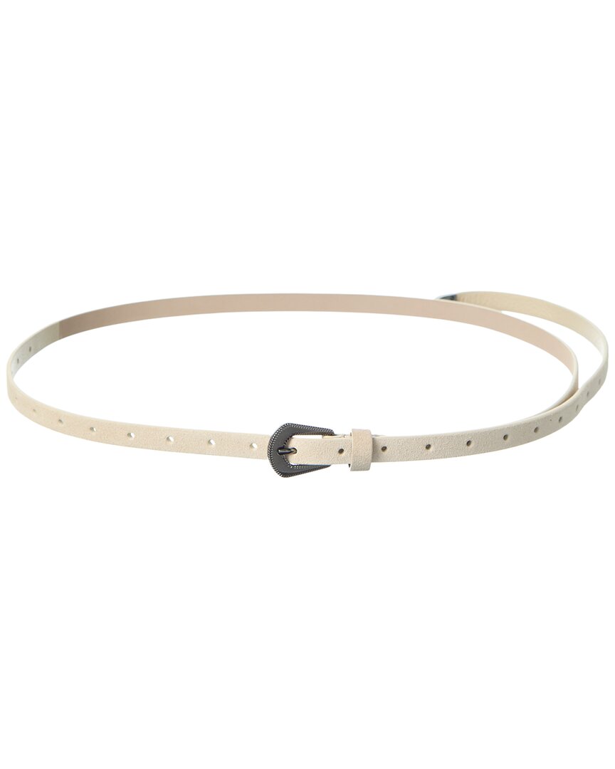 Brunello Cucinelli Suede Belt In White