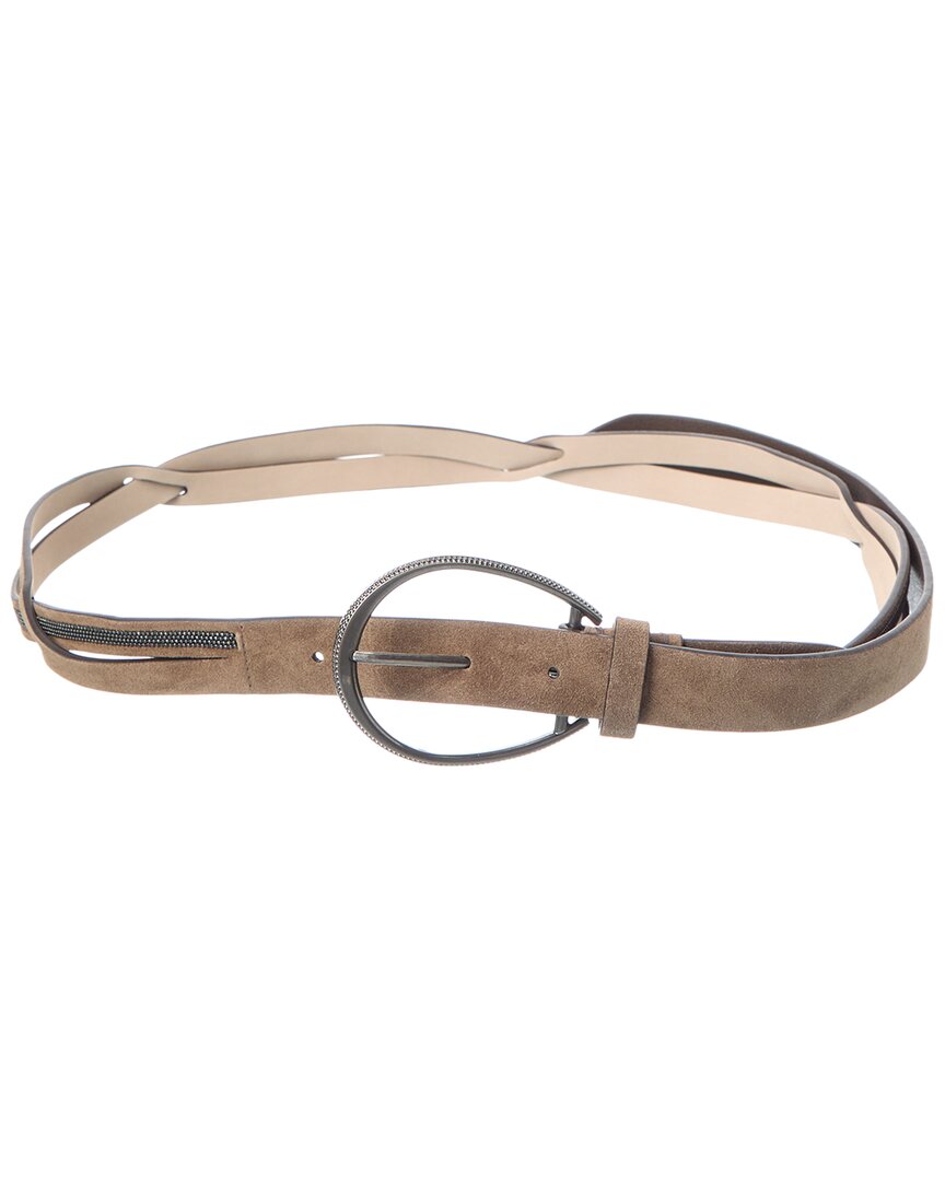 Brunello Cucinelli Suede Belt In Brown