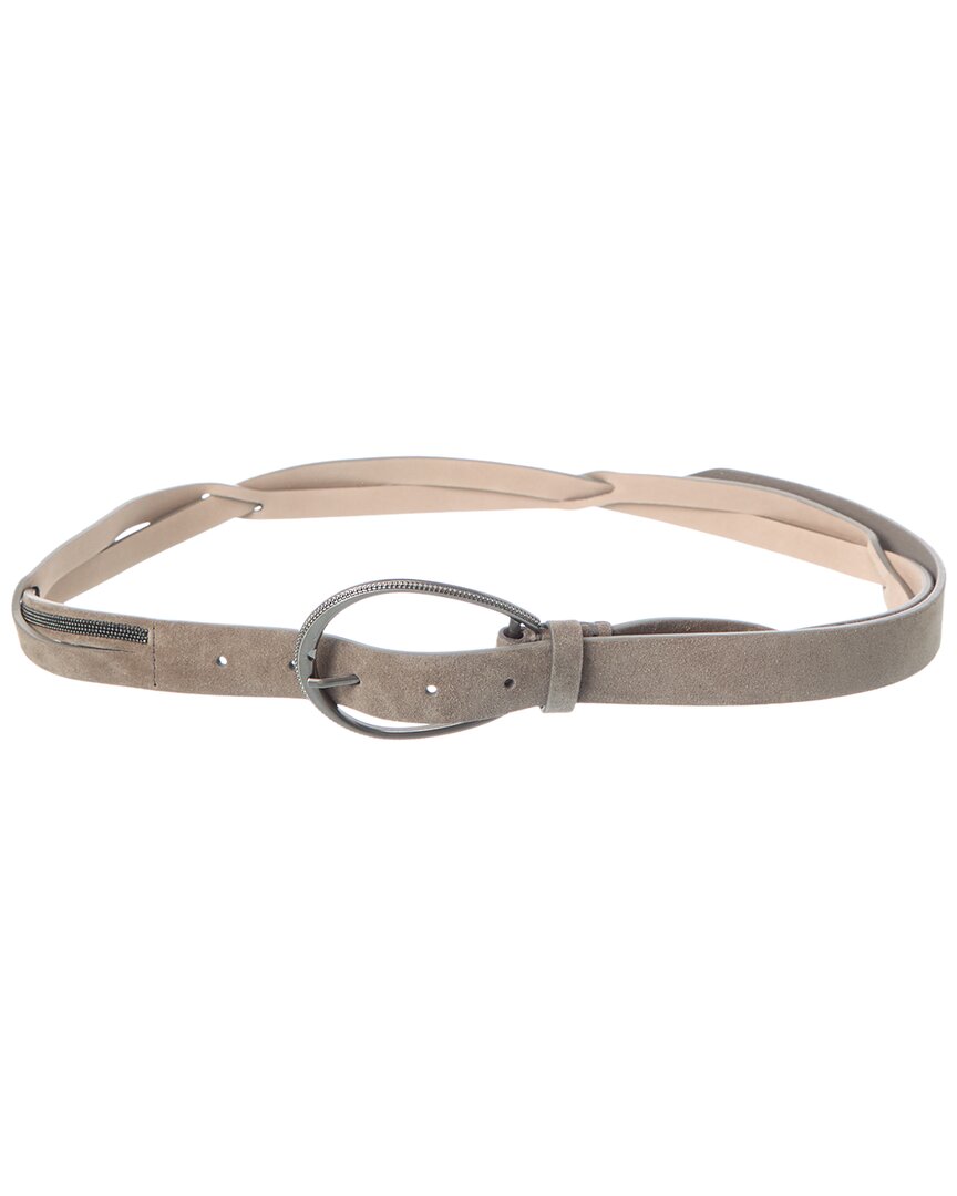 Brunello Cucinelli Suede Belt In Gray