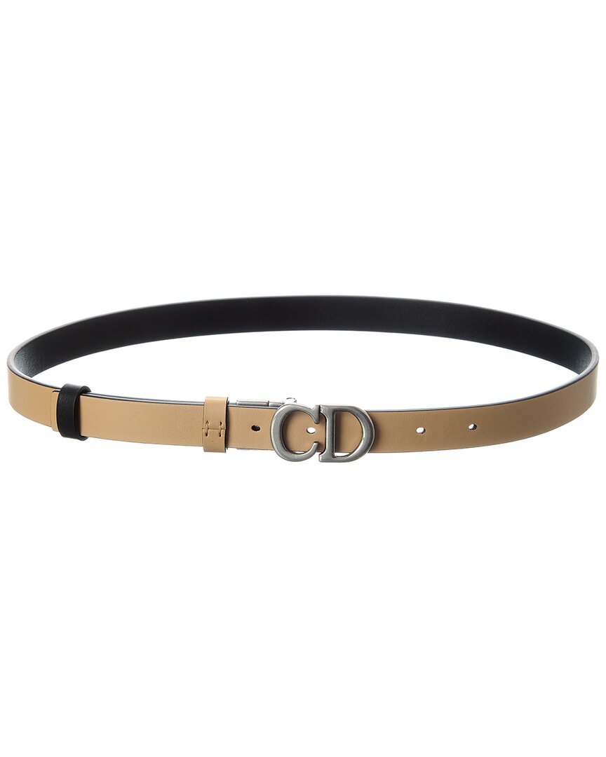 Dior Saddle Reversible Leather Belt In Brown