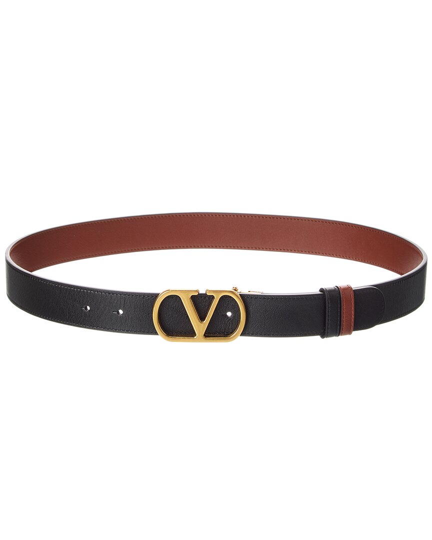 Valentino Vlogo Signature Leather Belt In Black