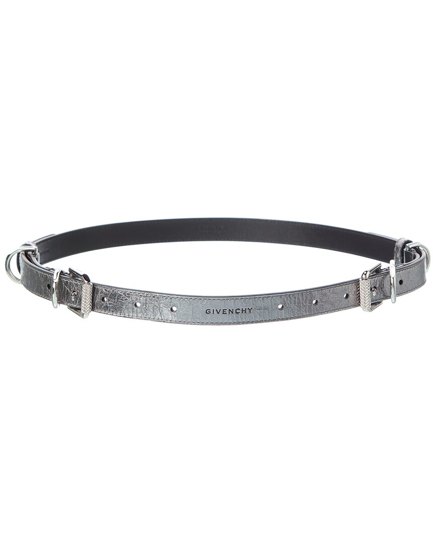 Givenchy Voyou Leather Belt In Gray