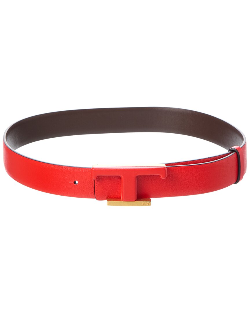 Tod's Reversible Leather Belt In Red