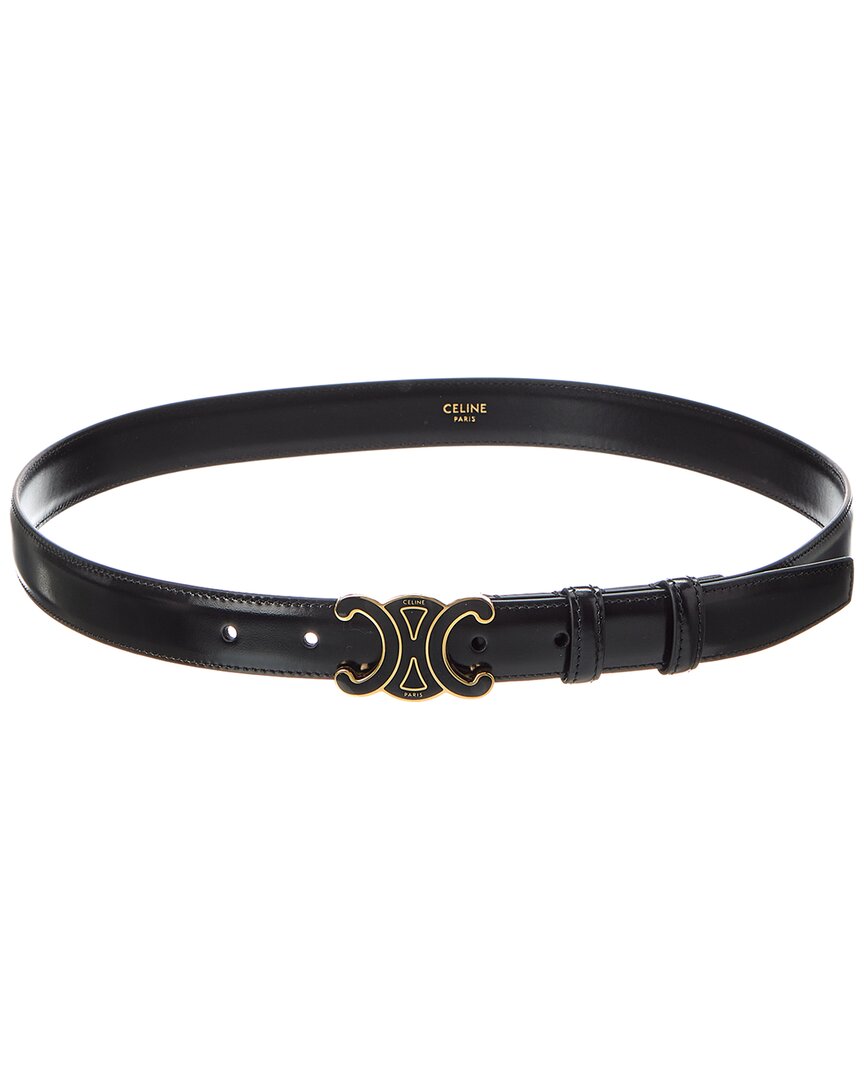 Celine Triomphe Medium Leather Belt In Black