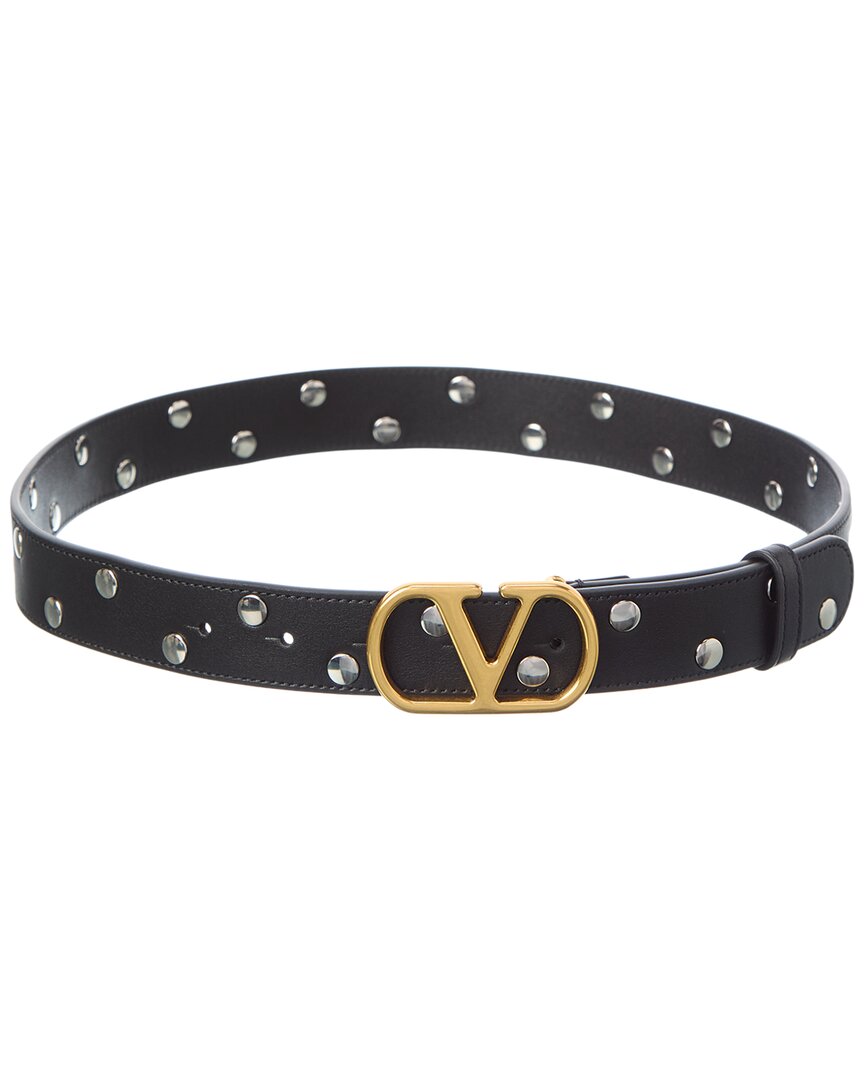 Valentino Garavani Valentino Vlogo Signature Leather Belt In Brown