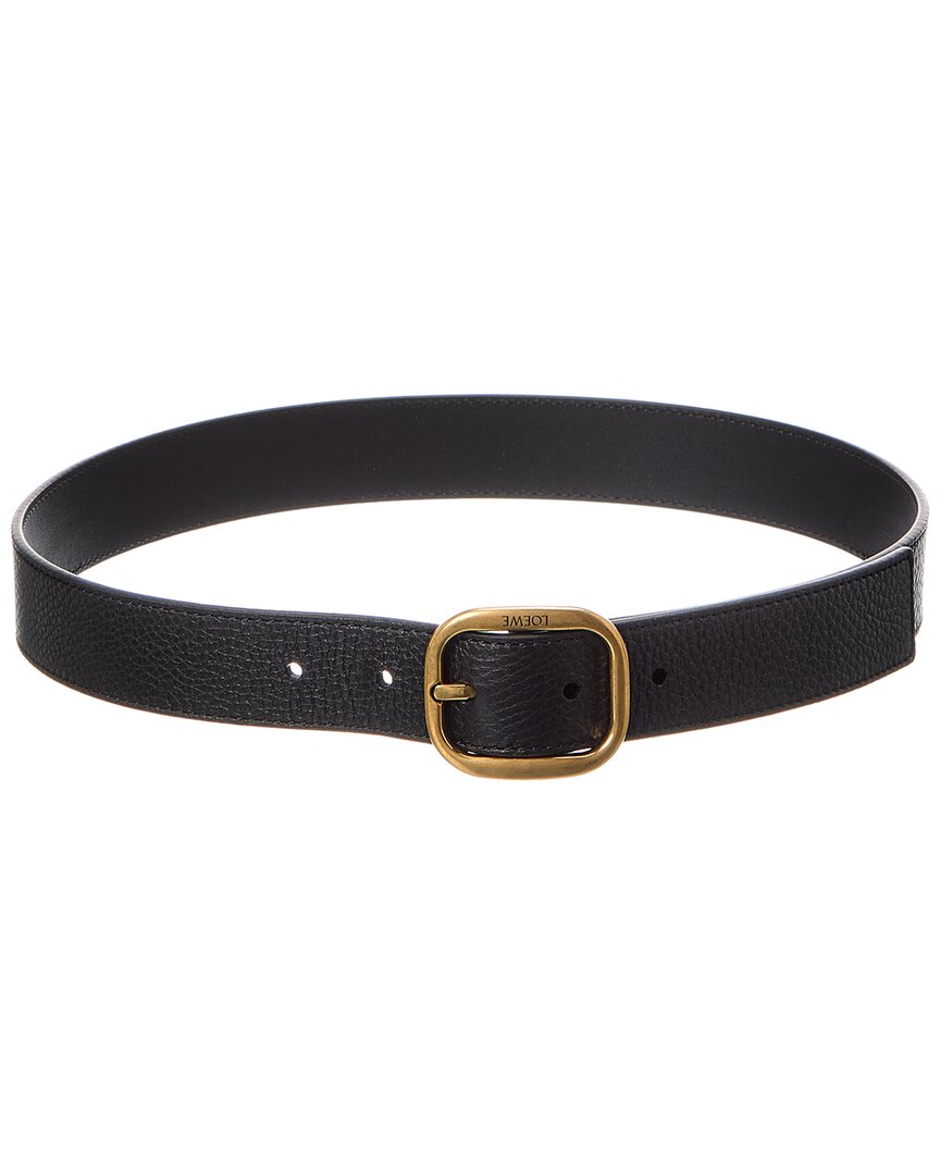 Loewe Rounded Leather Belt In Black