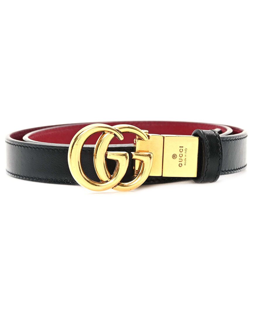 Gucci Double G Reversible Leather Belt 1 In Black