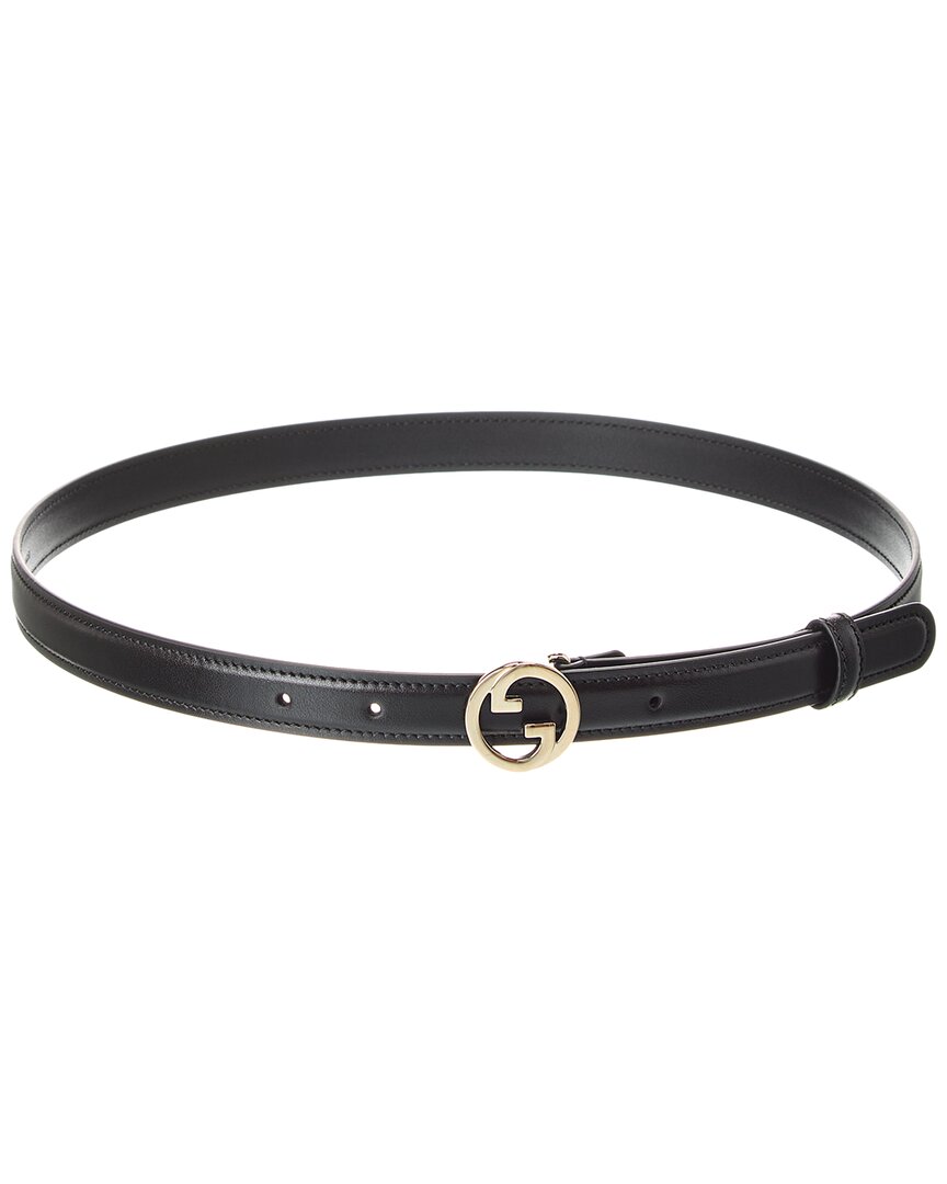 Gucci Blondie Thin Leather Belt In Black
