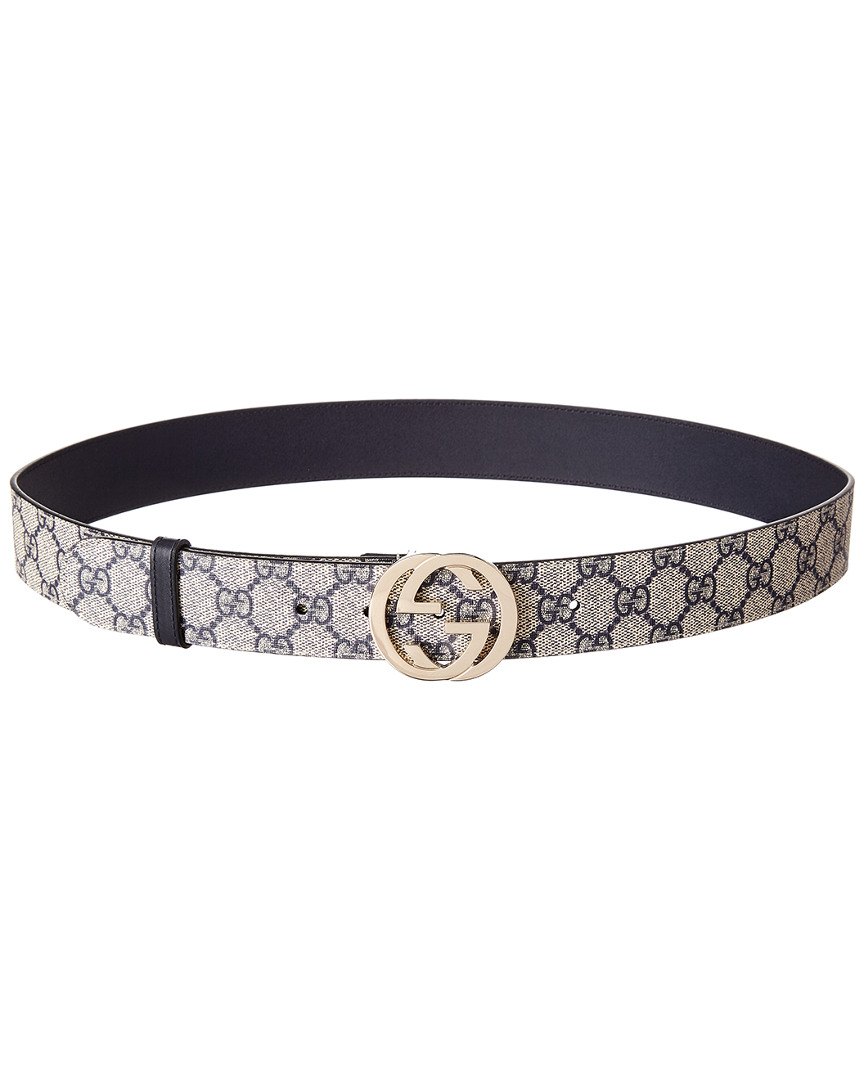 Gucci Gg Supreme Canvas & Leather Belt Women's Navy 70 eBay