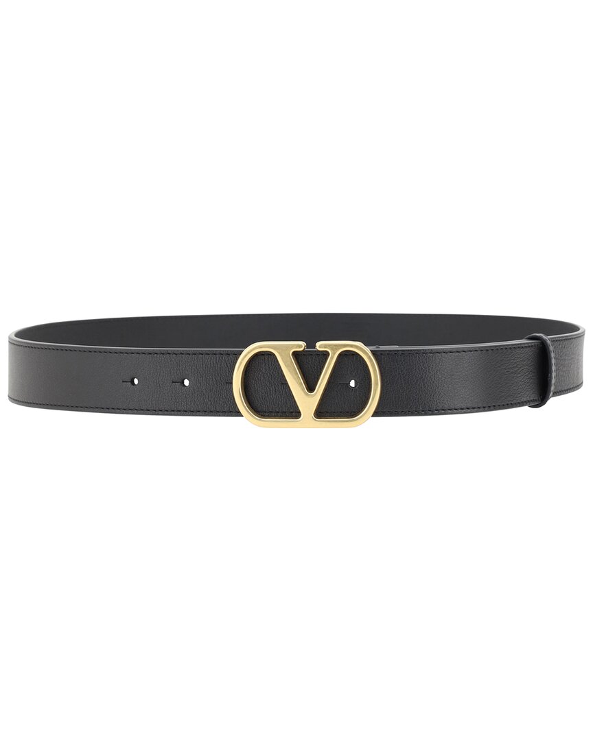 Valentino Garavani Valentino Vlogo Signature Leather Belt In Black