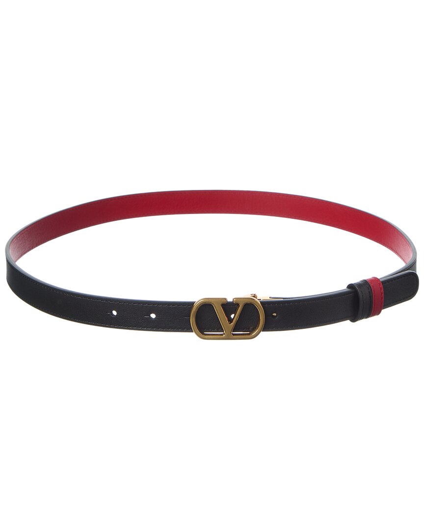 Valentino Garavani Valentino Vlogo Signature Reversible Leather Belt In Black