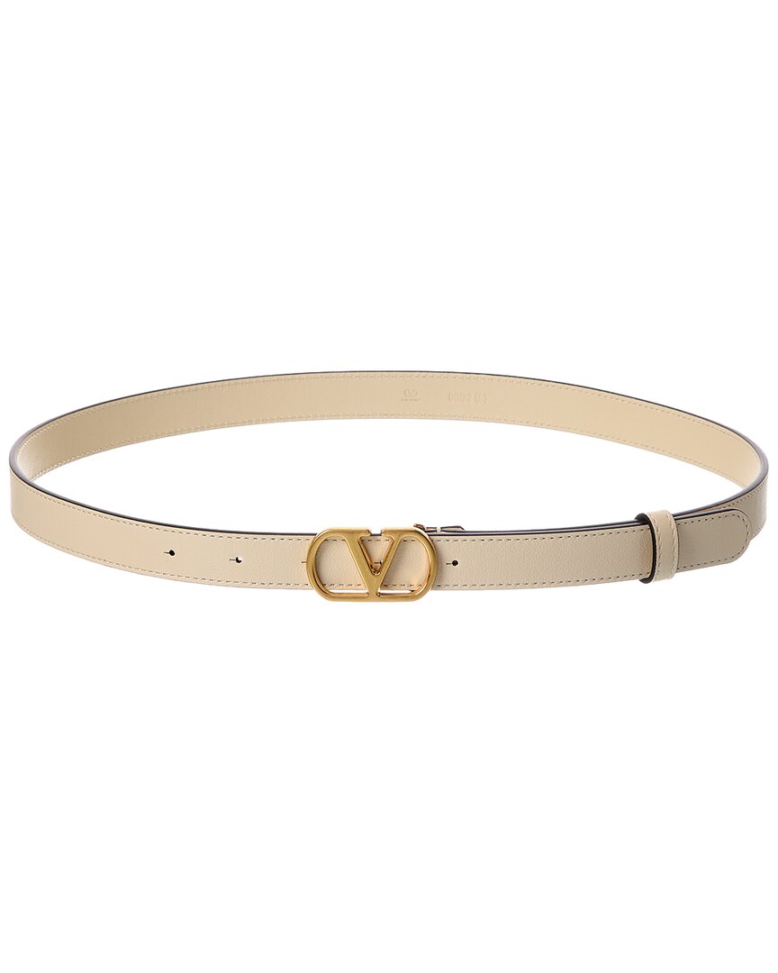 Valentino Garavani Valentino Vlogo Signature Leather Belt In Neutral