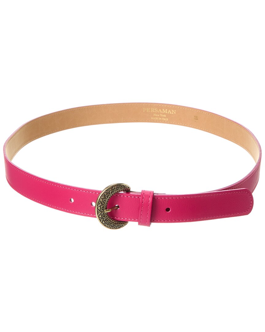 Shop Persaman New York Arlet Leather Belt In Pink