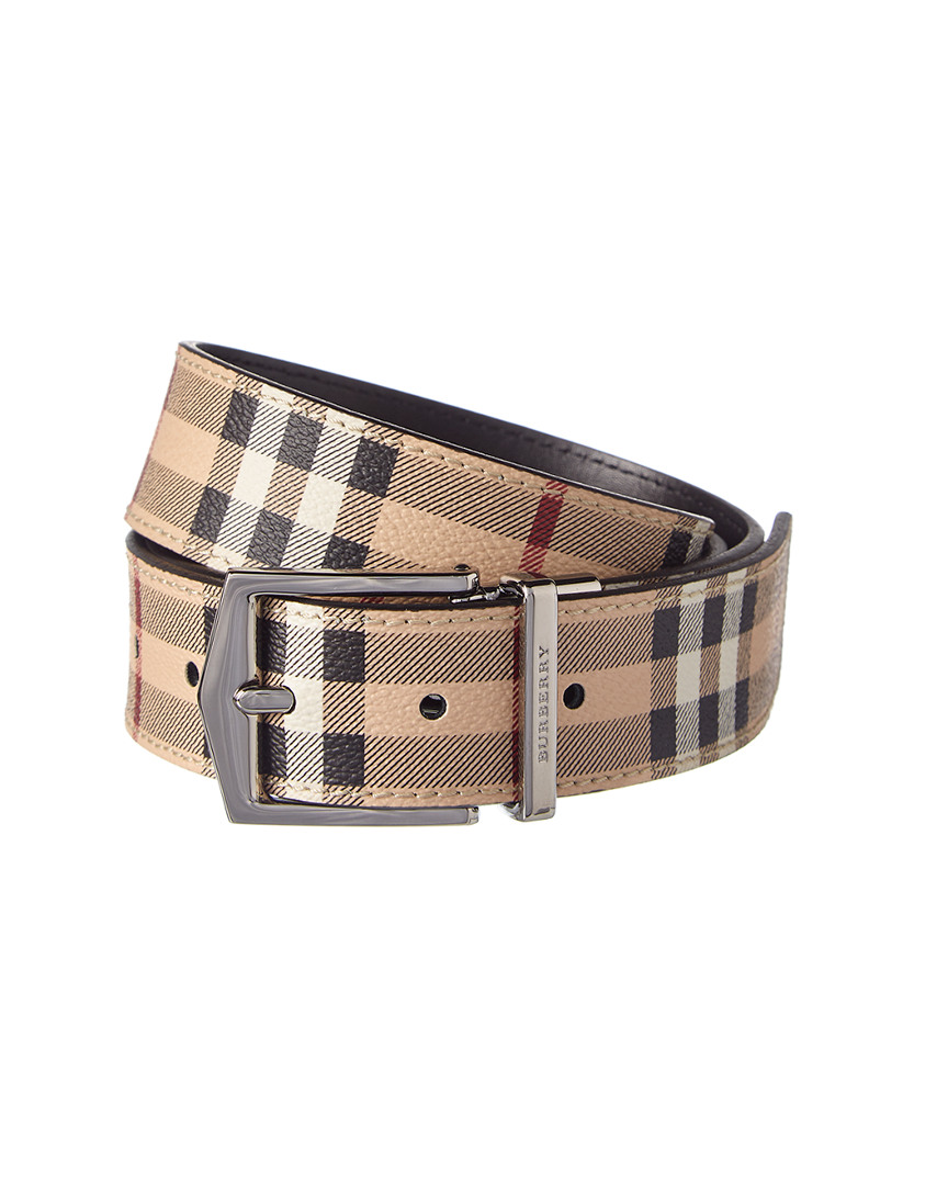 Burberry Reversible Haymarket Check & Leather Belt In Nocolor | ModeSens