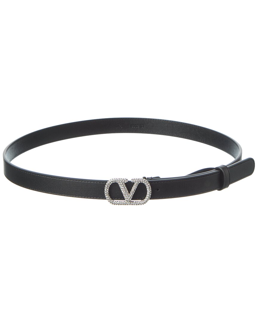 Valentino Garavani Valentino Vlogo Signature Leather Crystal Belt In Yellow