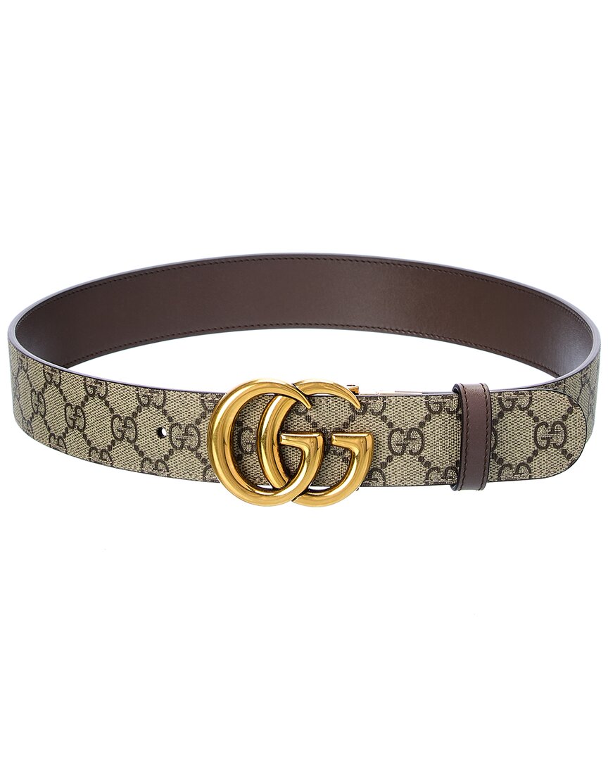 Gucci Gg Marmont Reversible Gg Supreme Canvas & Leather Belt In Brown