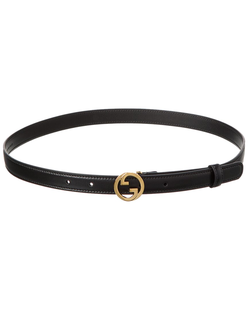 Gucci Blondie Thin Leather Belt In Black