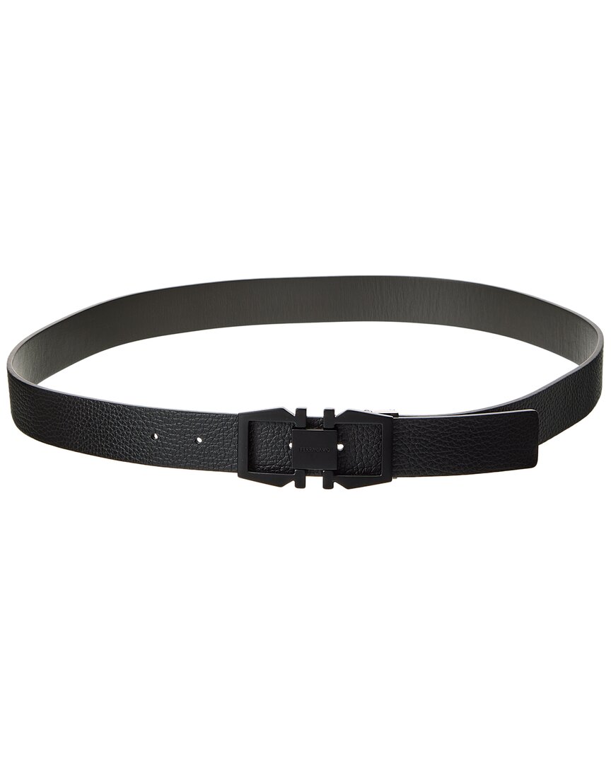 Ferragamo Reversible And Adjustable Gancini Belt In Black