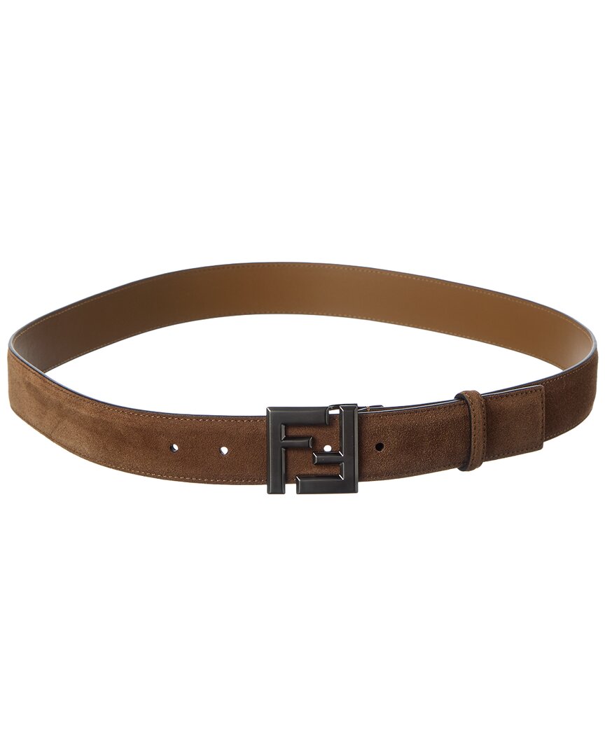 Fendi Ff Logo Suede Belt In Brown