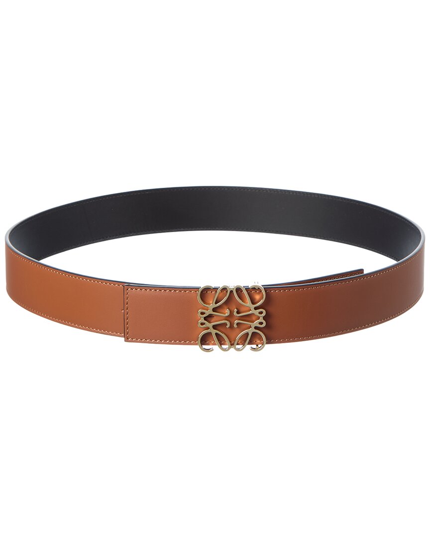 Loewe Anagram Reversible Leather Belt In Brown
