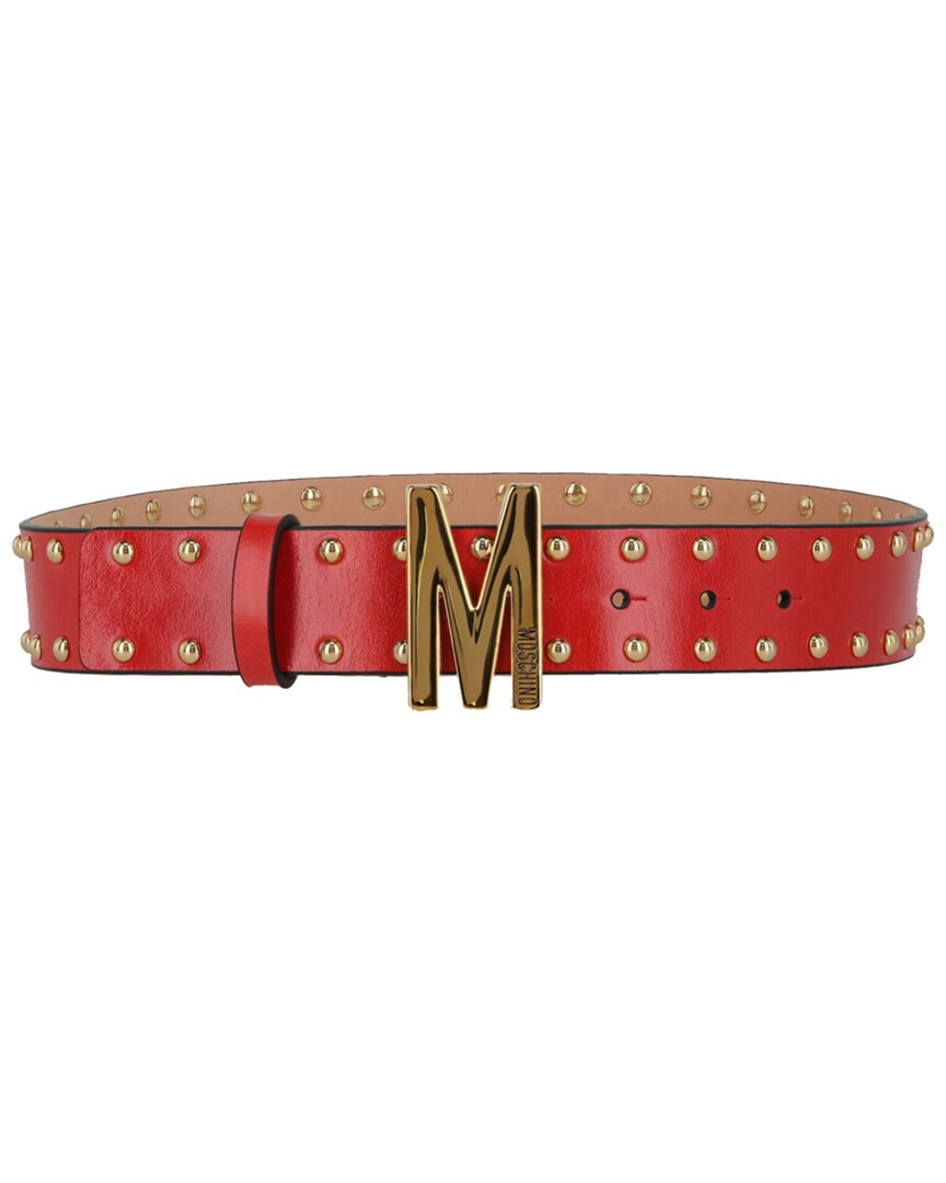 Moschino Leather Belt In Red