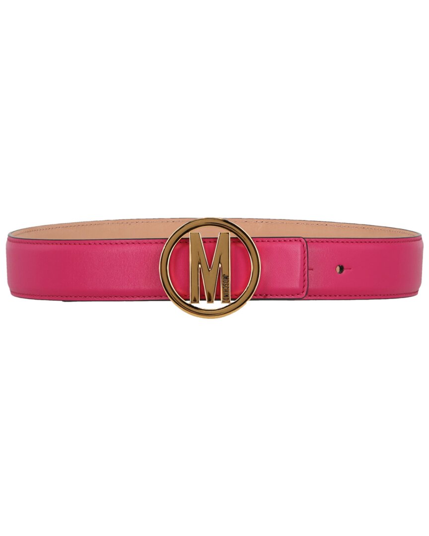 Shop Moschino Leather Belt In Gold