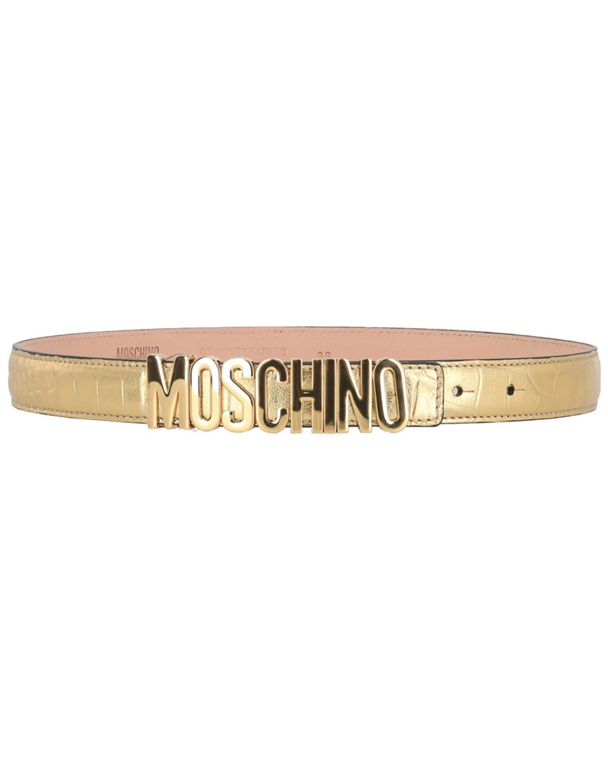 Moschino Leather Belt In Gold