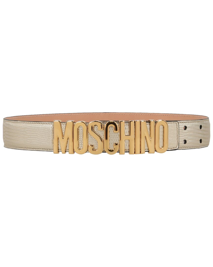 Moschino Leather Belt In Silver