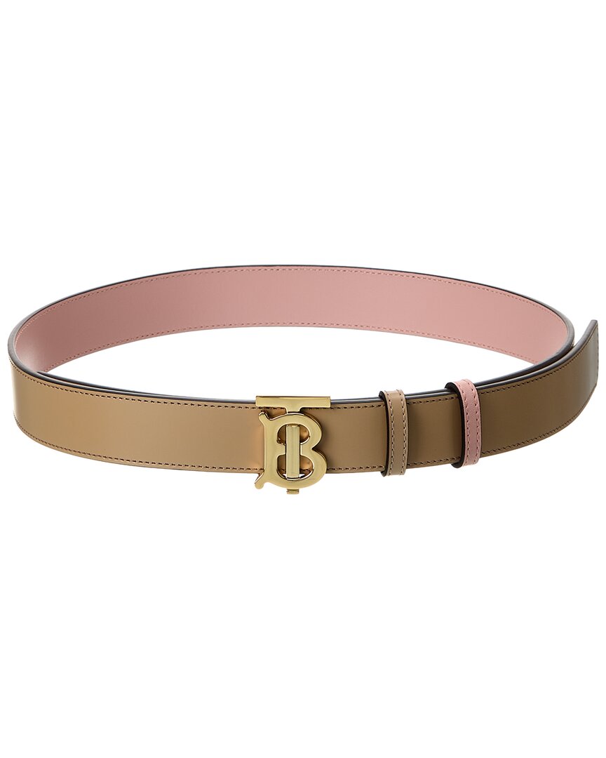 Burberry Reversible Exaggerated Check E-Canvas & Leather Belt Women's