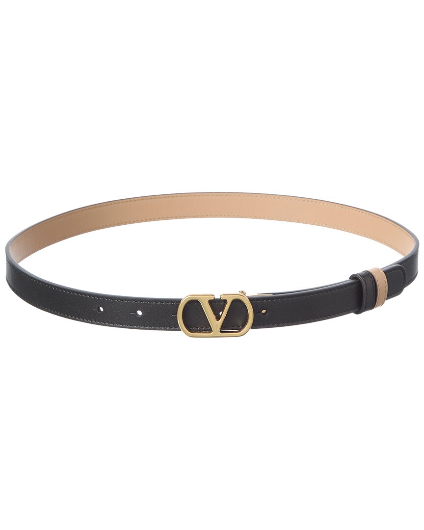 Valentino Gold/Black Vlogo Signature Reversible Leather Belt