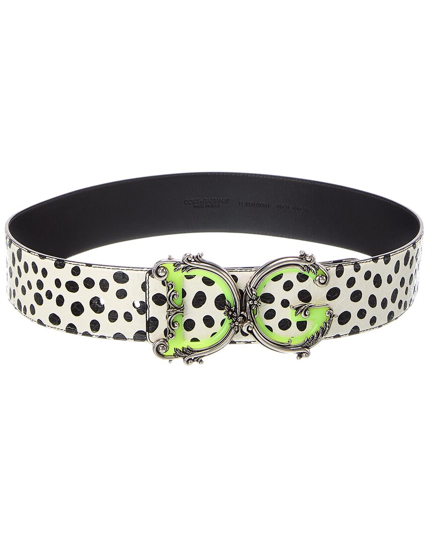 Dolce & Gabbana Dg Logo Leather Belt In Gray