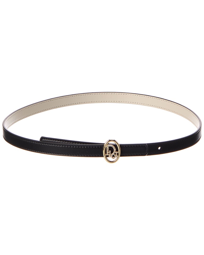 Dior Oblique Fine Leather Belt In Black