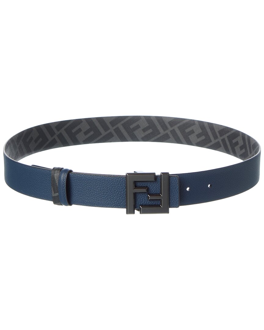 Fendi Ff Squared Reversible Leather Belt In Blue