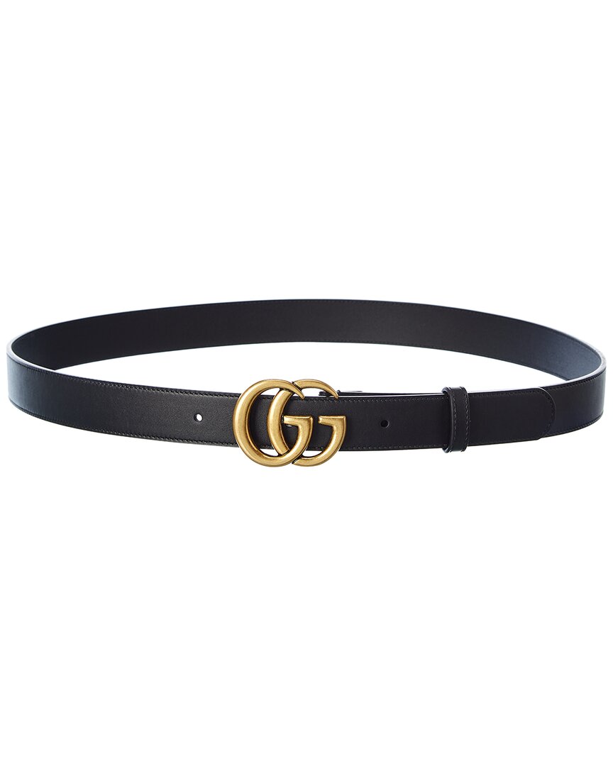 Gucci Double G Leather Belt In Black | ModeSens