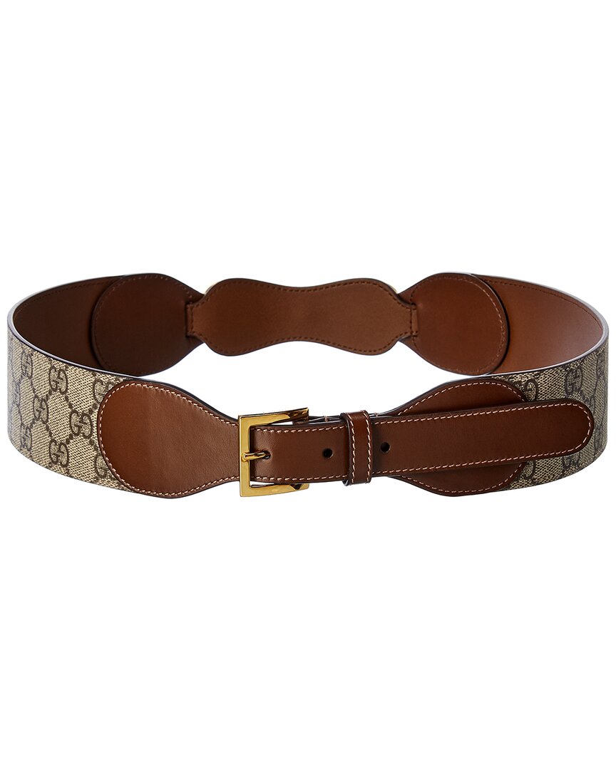Gucci Horsebit Gg Supreme Canvas & Leather Belt In Brown