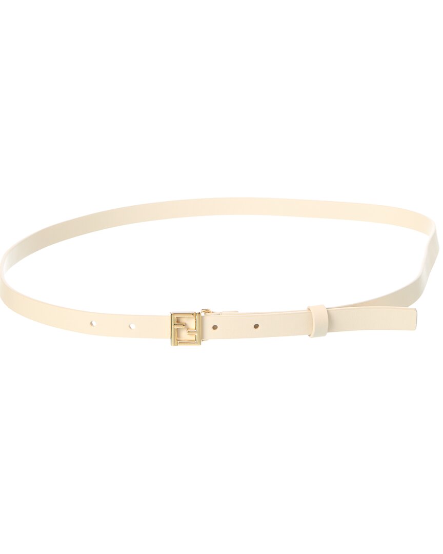 Fendi Ff Leather Belt In Beige