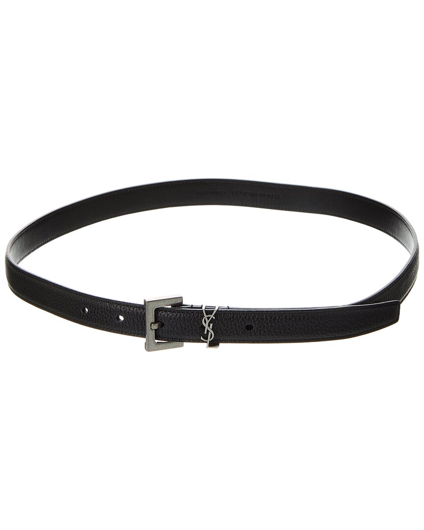 Saint Laurent Logo Loop Belt In Black
