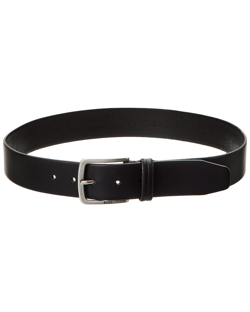 Hugo Boss Boss Ronnie Grained Leather Belt In Black