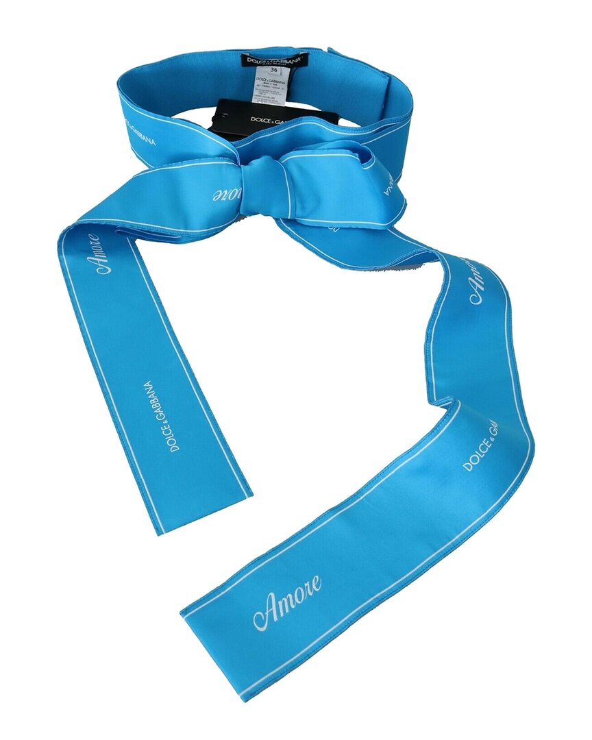 Dolce & Gabbana Blue Waist Ribbon Wide Bow Belt